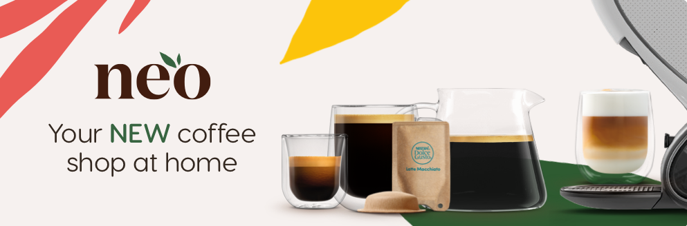 Selection of coffee drinks made with Dolce Gusto NEO.