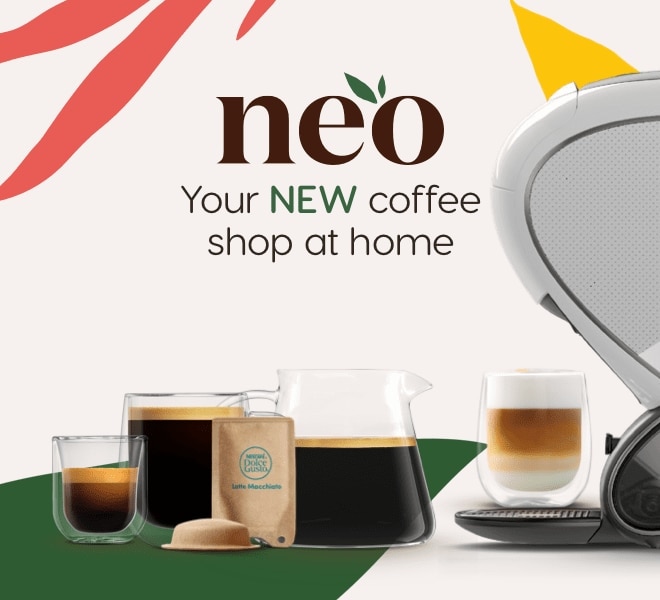 Selection of coffee drinks made with Dolce Gusto NEO.