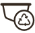 Coffee pod icon with recycling symbol.