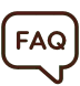 FAQ text inside a speech bubble icon.