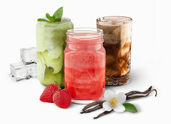 Selection of iced drinks.